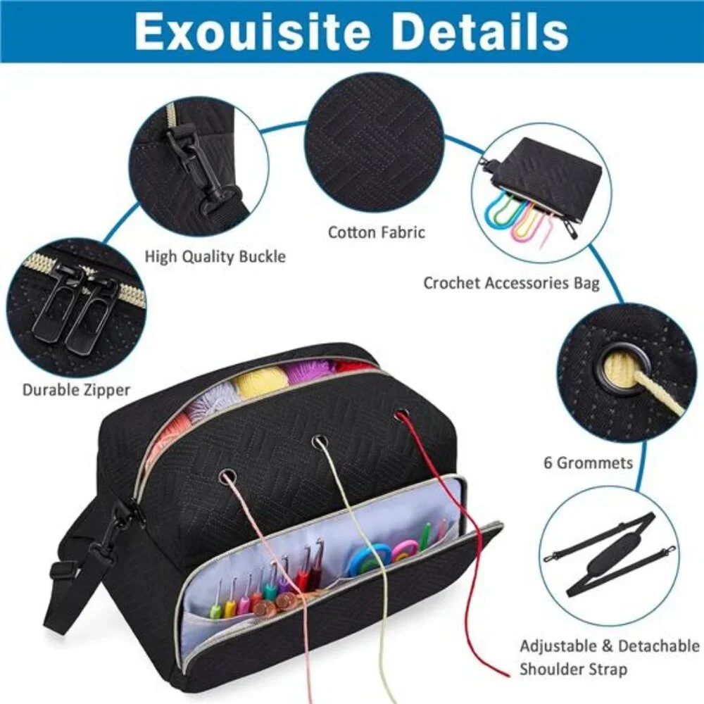 Crochet Yarn Knitting Bag 2 Pcs Yarn Storage Organizer Crocheting Bags